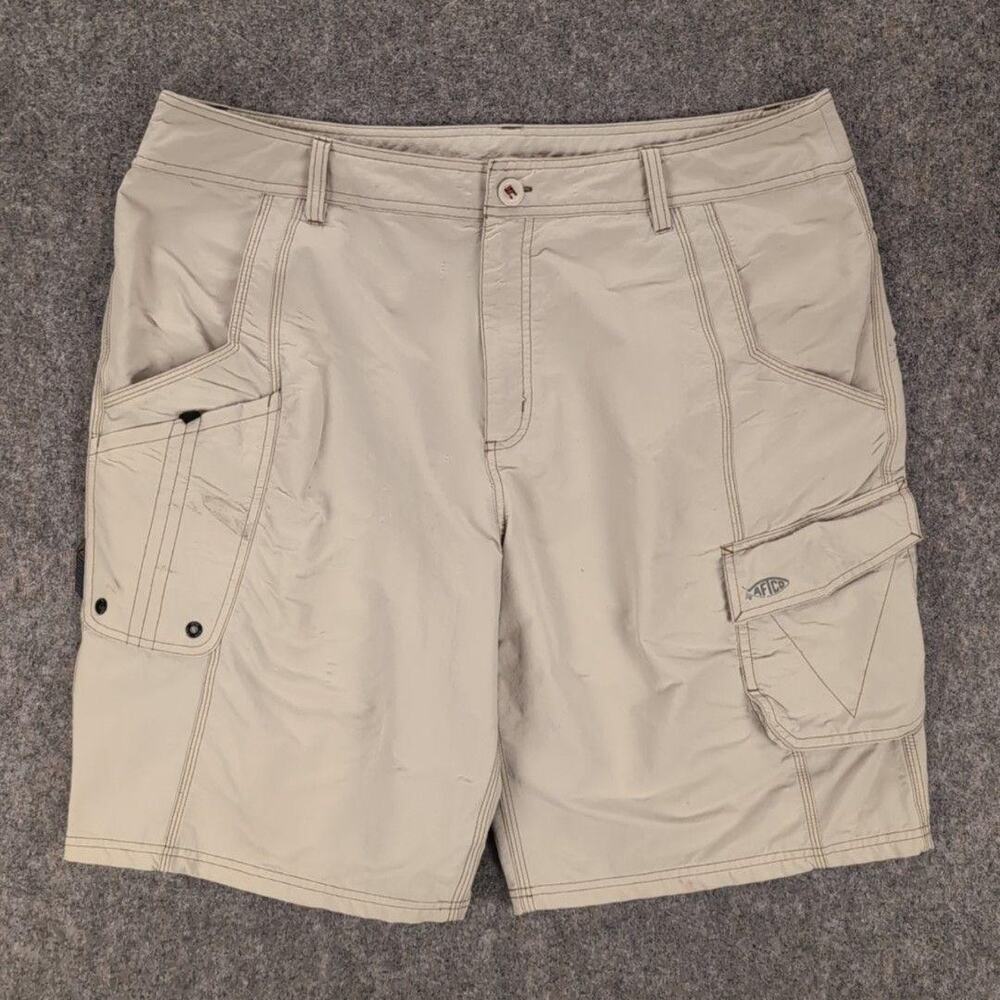 AFTCO Shorts Mens 38 Beige Nylon Spandex Cargo Fishing Quick Dry Outdoor Pockets